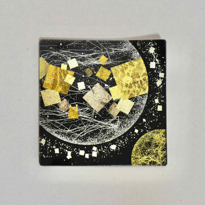 KINSAI GOLD LEAF GLASS ART 双子月 焼箔切箔 BLACK 10cm