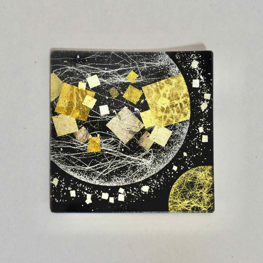 KINSAI GOLD LEAF GLASS ART 双子月 焼箔切箔 BLACK 10cm