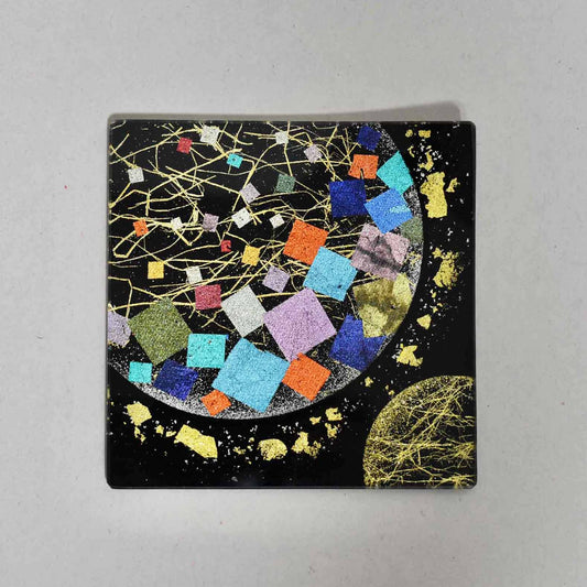 KINSAI GOLD LEAF GLASS ART 双子月  縁取色箔切り箔10cm