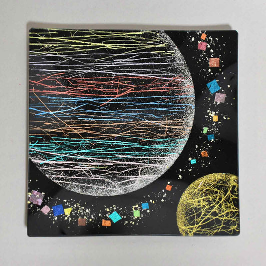 KINSAI GOLD LEAF GLASS ART 双子月 七彩 15cm