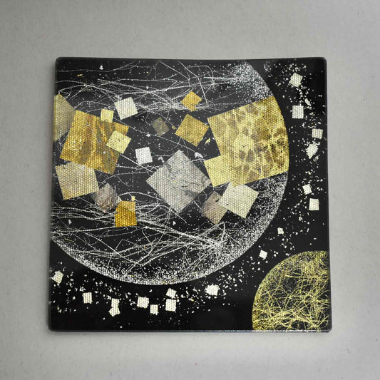 KINSAI GOLD LEAF GLASS ART FUTAGO TSUKI 15cm