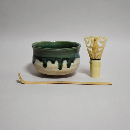 MINO KISSAKO NODATEWAN SET 翔武窯 緑釉流し